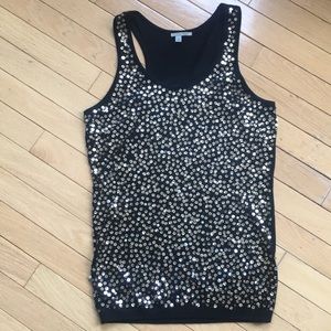 Halogen Small Sequined sleeveless sweater tank